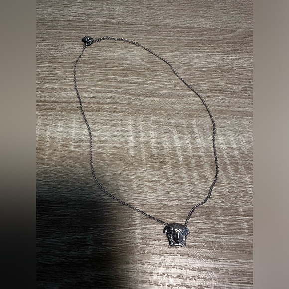 NWOT STUNNING SILVER-TONE CHOCKER STYLE NECKLACE W LOBSTER CLASP AND MINI MADUSA - Picture 3 of 11